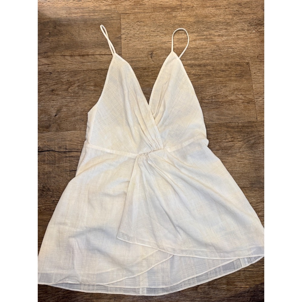 Wilfred Aritzia Pursuit Mini Dress White Espace Textured V-Neck  S